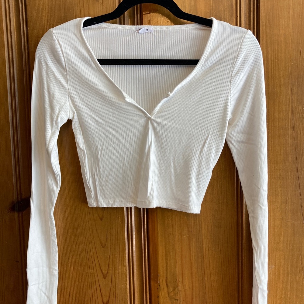 WHITE cropped Garage long sleeve